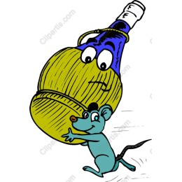 Cheerful Mouse and Playful Bottle Cartoon