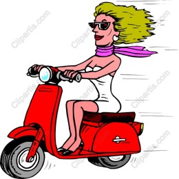 Fashionable Woman on Red Scooter