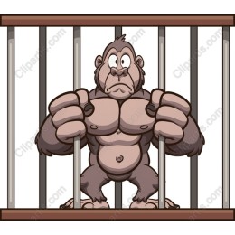 Cartoon Gorilla Behind Bars