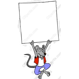 Cheerful Mouse With Blank Sign