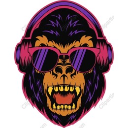 Gorilla Head with Headphones
