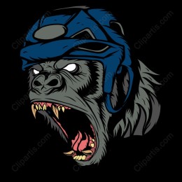 Fierce Gorilla Head in Helmet