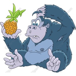 Playful Gorilla with Pineapple