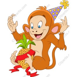 Cheerful Monkey with Pineapple Decoration