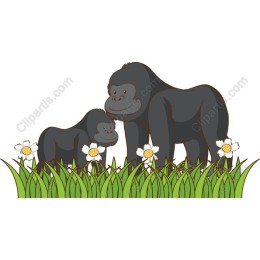 Gorilla Family in Nature