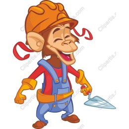 Cheerful Monkey Construction Worker