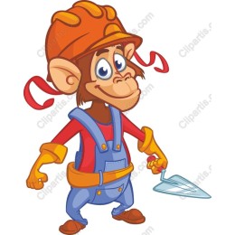 Playful Cartoon Monkey Construction
