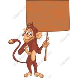 Playful Monkey with Sign