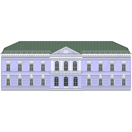 Elegant Historic Building in Lavender and Green