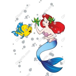 Charming Mermaid and Fish