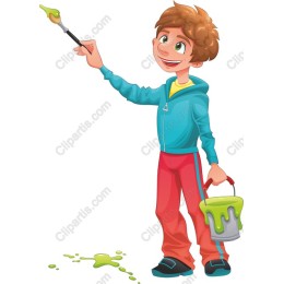 Cheerful Boy Painting