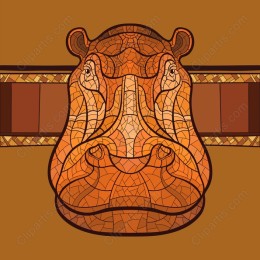 Stylized Hippopotamus Mosaic