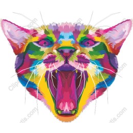 Vibrant Colorful Cat Face