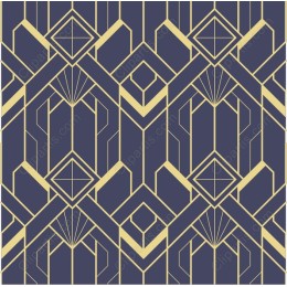 Geometric Art Deco Background in Navy Blue and Gold
