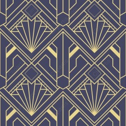 Art Deco Geometric Pattern in Navy and Gold