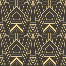 Art Deco Geometric Pattern: Gold on Black Background
