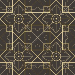 Elegant Geometric Floral Pattern (Black and Gold)