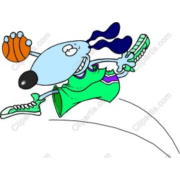 Energetic Cartoon Dog Basketball