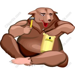 Playful Bear with Hammer
