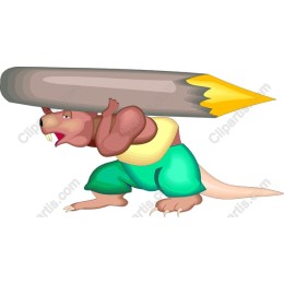 Playful Cartoon Marsupial with Pencil