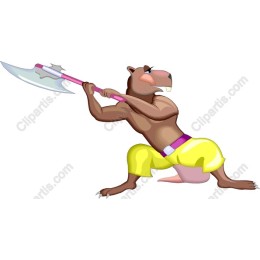 Cartoon Beaver with Battle Axe