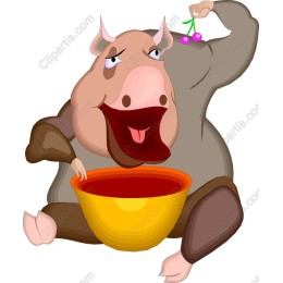 Cheerful Pig with Cherries