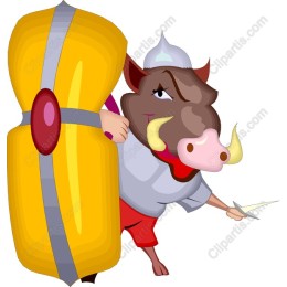 Whimsical Boar with Shield