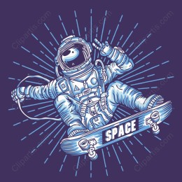 Skateboarding Astronaut in Space