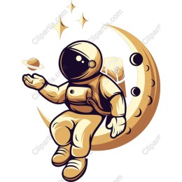 Celestial Dreamer: Astronaut on Crescent Moon