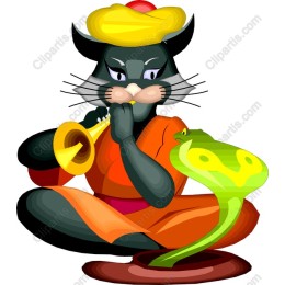 Mystical Cat Charming a Snake