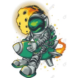 Cosmic Adventure: Astronaut on Rocket
