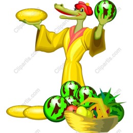 Cheerful Crocodile with Fruits and Melons