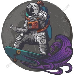 Cosmic Skateboarding Astronaut