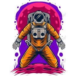 Vibrant Astronaut in Orange Spacesuit