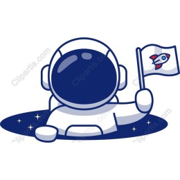 Astronaut with Rocket Flag