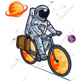 Cosmic Cyclist: Astronaut Riding Bicycle