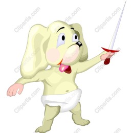 Playful Cartoon Dog with Sword