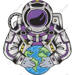 Cosmic Guardian - Astronaut Holding Earth