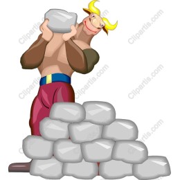 Cheerful Stone-Lifting Character