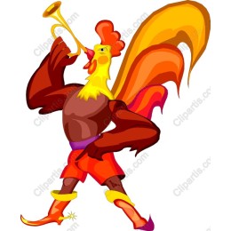 Vibrant Rooster with Trumpet