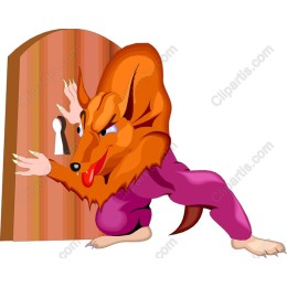 Mischievous Character Peeking from a Door