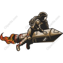 Galactic Adventure: Astronaut on Rocket