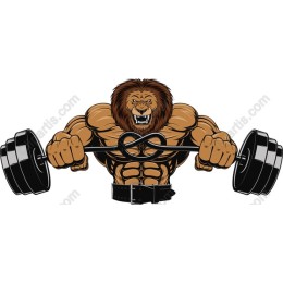 Muscular Lion Lifting Weights