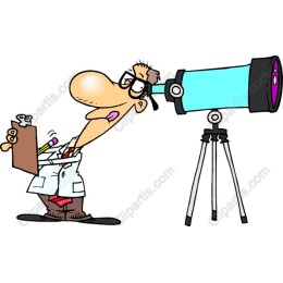Quirky Scientist with Telescope Cartoon
