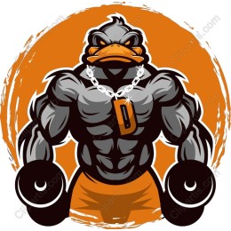 Muscular Duck with Dumbbells