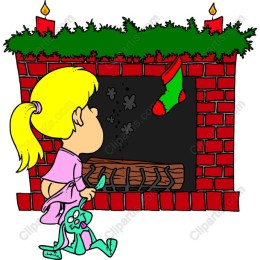 Christmas Cheer Child by Fireplace