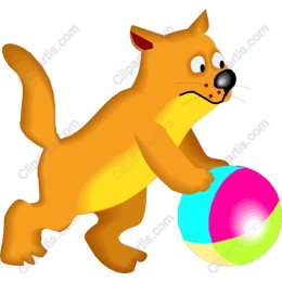Playful Cartoon Dog with Beach Ball
