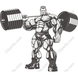 Muscular Bodybuilder Lifting Barbell