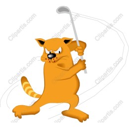 Cartoon Cat Golfing