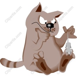 Playful Cartoon Cat with Mouse